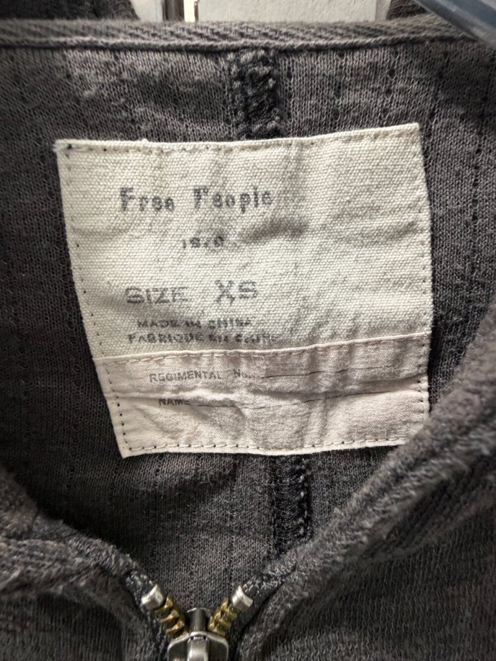 Free People Charcoal Gray Slouchy Zip-Up Hoodie XS - Picture 3 of 7